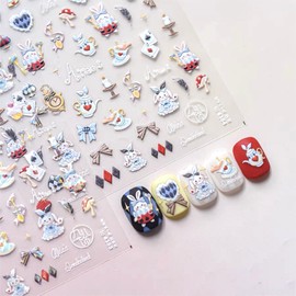 Dedyel Cute Nail Stickers 5D Embossed Cartoon Kawaii Animal Self-Adhesive Nail Decals for Women Girls Kids Nail Art Decoration