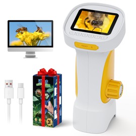 Ahalfcit Kids Digital Microscope 2.4" IPS HD Screen 1000X Magnification Handheld Pocket Size USB Microscope Camera for PC Science Educational Toy Fun Birthday Gift for Boys Girls