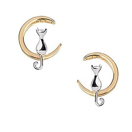 Iszie 925 Sterling Silver Cat Stud Earrings Cat Lover Gifts For Girls Women