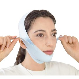 V Line Lifting Mask Chin Strap for Sleeping, Face Lifting Strap, Chin Strap, V Line Mask, Jawline Shaper, Jaw Strap, Double Chin Reducer,Face Lift Tape & Snoring Solution (Blue-ZPL)