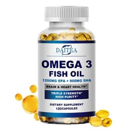 Triple Omega-3 Fish Oil Supplement 120 Capsules, EPA DHA Support for Heart Brain Joint Eye and Immune System Wellness, Daily Nutritional Supplement
