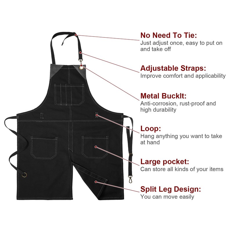 QUARKZMAN No Tie Twill Apron 90 x 66 cm Split