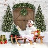 Mocsicka Christmas Wood House Photography Backdrop Xmas Tree Snow Wreath