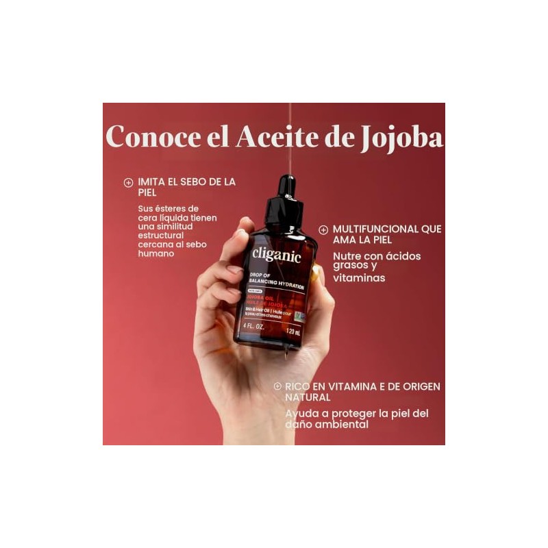 Cliganic Aceite de jojoba sin OMG a granel, 32 onzas,