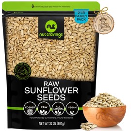 NUT CRAVINGS - Raw Sunflower Seeds Kernels to eat, Unsalted, Shelled Hulled, (32oz - 2 LB) Bulk Nuts Packed Fresh in Resealable Bag - Kosher Healthy Snack, Food Assortments Ideal for Trail Mixed Nuts