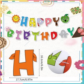 Colorful Birthday Banner, Cartoon Happy Birthday Party Decorations Backdrop for Boys Girls Party Decor Baby Shower Supplies Photography Background
