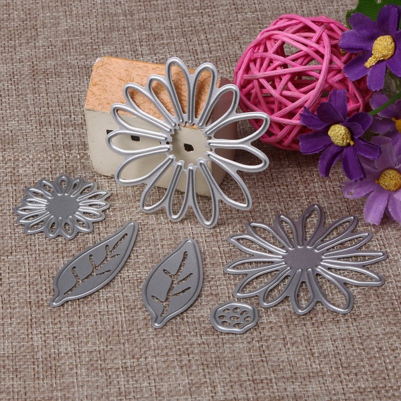 ODETOJOY 6PCS Carbon Steel Metal Flower &Leaves Embossing Cutting Dies