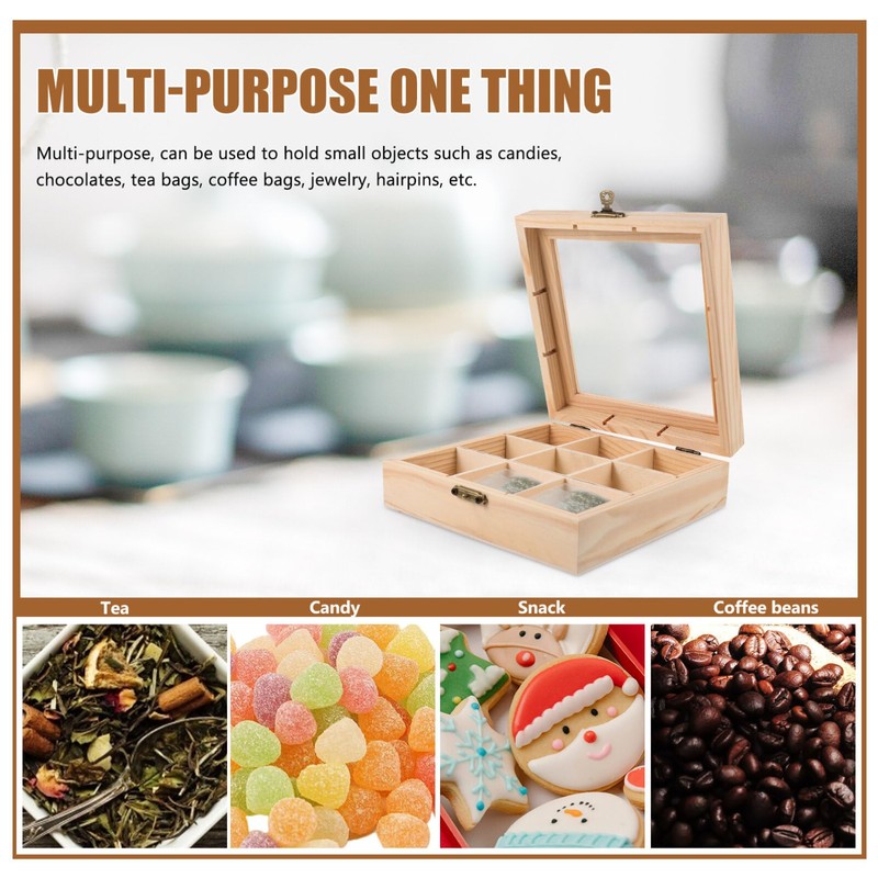 Luxshiny Tea Box Organizer Storage Box - Wooden Tea Bag