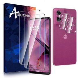 Anoowkoa [2+2 Pack for Moto G55 Screen Protectors and Camera Lens Protectors Guard Tempered Glass Film, Anti Fingerprints Protective Film