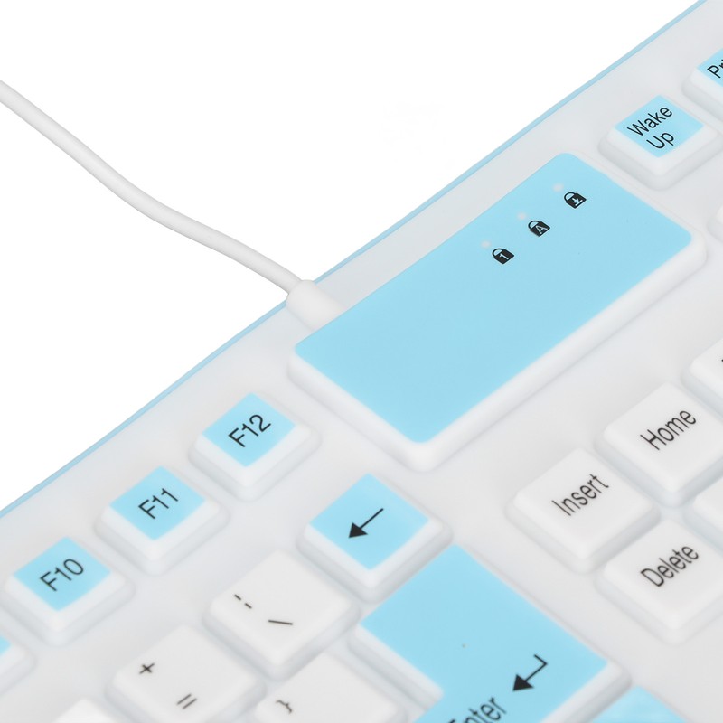 Foldable Silicone Keyboard 106 Keys Waterproof Dustproof Foldable USB Wired
