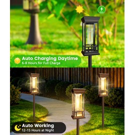 12 Pack Solar Pathway Lights Outdoor, Taller Bright Solar Path Lights Waterproof, Auto On/Off Solar Powered Garden Lights for Outside Landscape Path Yard Walkway Lawn Driveway Patio Lighting Decor