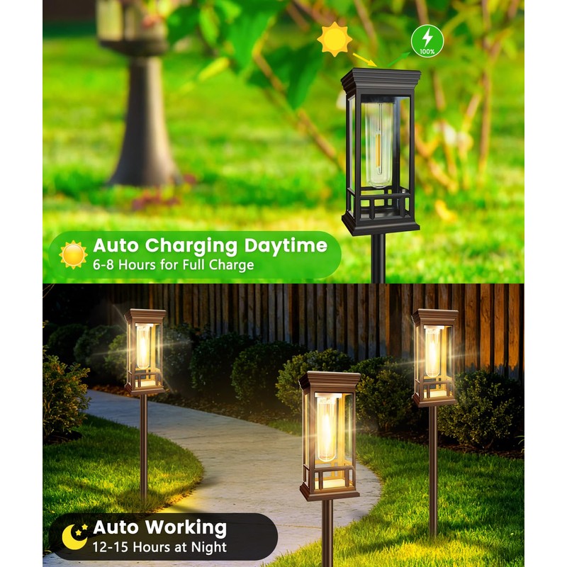 12 Pack Solar Pathway Lights Outdoor, Taller Bright Solar Path