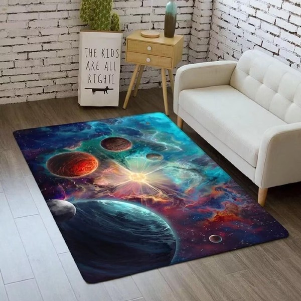 ZSSZO Medium Outer Space Area Rugs for Kids Room Planet