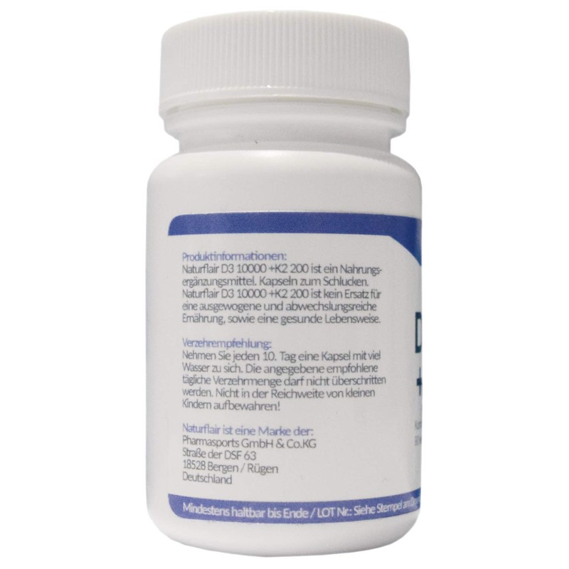 Vitamin D3 10000 + Vitamin K2 MK 7, 90 Vegan