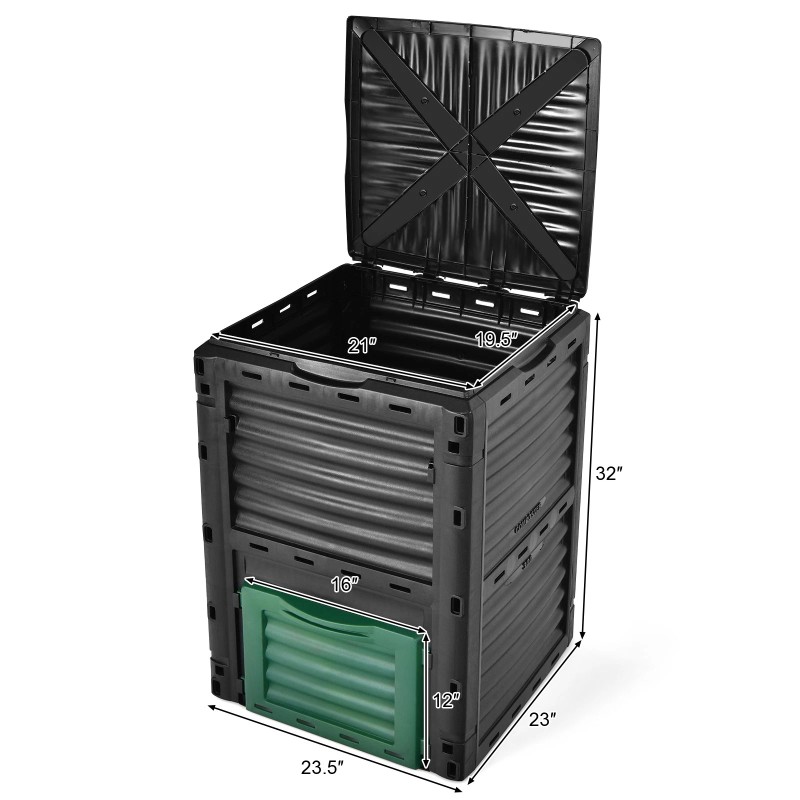 Costway Large Outdoor Compost Bin 80 Gal for Kitchen Waste