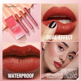 Lipstick Sets for Women, Matte Lip Gloss Set Makeup Set Nude Velvet Waterproof Non-Stick Cup Pink Lipgloss Lip Plumping Makeup Set Gift Kit for Teenage Girls(C, One Size)