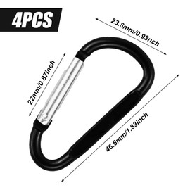 SZXMDKH Carabiner Hook Small 4 Pack D Ring Clip Carabiner Clip Mini Carabiner Keychain for Outdoor Fishing Hiking Travel(Black)