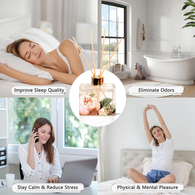 Reed Diffuser Set Rose Scent 3.38 Oz Reed Diffuser with