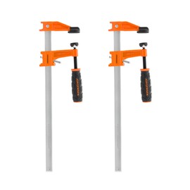 JORGENSEN 2-pack Steel Bar Clamps Set, 12-inch Medium Duty, 600 Lbs Load Limit, for Woodworking