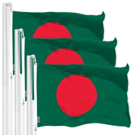 UD_G128 3 Pack: Bangladesh Bangladeshi Flag  3x5 Ft  LiteWeave Pro Series Printed 150D Polyester  Country Flag, Vibrant Colors,