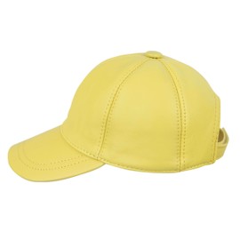 Zessano Genuine Leather Unisex Baseball Cap - 100% Sheep Leather Mens and Womens Baseball Cap with Adjustable Back Strap (Lime)