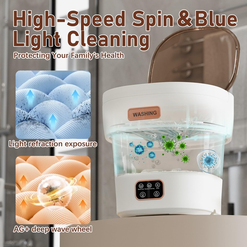 Portable Washing Machine 12L Upgraded | Foldable Mini Washer with