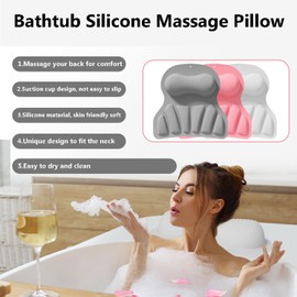 Aokelily Bath Silicone Pillow Luxury Bathtub Pillow with Non-Slip Suction Cup (White)