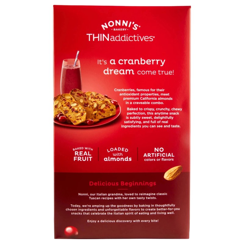 Nonni's 3 Pack - Nonni's THINaddictives Cranberry Almond Crisps 15