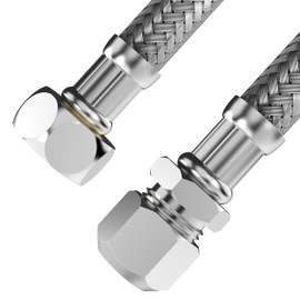 VARIOSAN Flexible Hose 17543, 10 mm QV x 3/8 Inch ÜWM, 300 mm, Stainless Steel Sheath, DVGW Certified, Drinking Water, Flexible Reinforced Hose