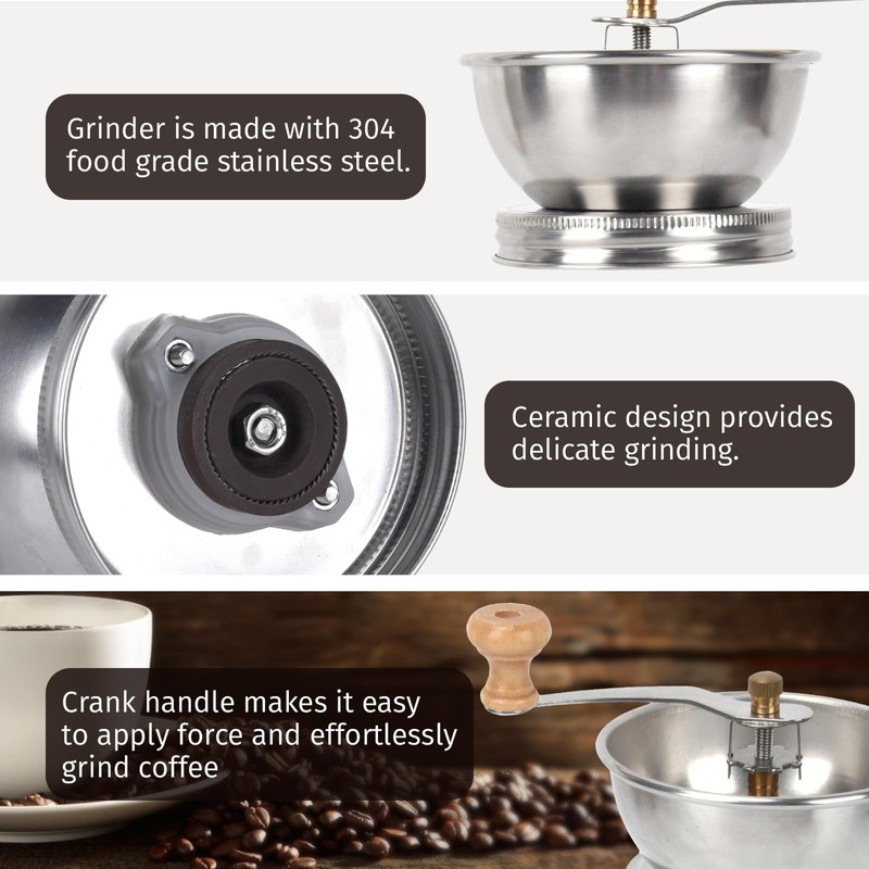 Mason Jar Coffee Grinder, Manual Coffee Grinder Lid Attachment for