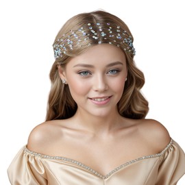 HNYYX Crystal Beaded Hair Vine Fashionable Hair Piece for Women Wedding Hair Wear Bridal Headband A122 (Sliver)