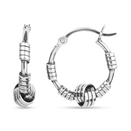 LeCalla Sterling Silver Jewelry Italian Design Bali Style Love Knot Ring Hoop Earrings for Kids and Girls