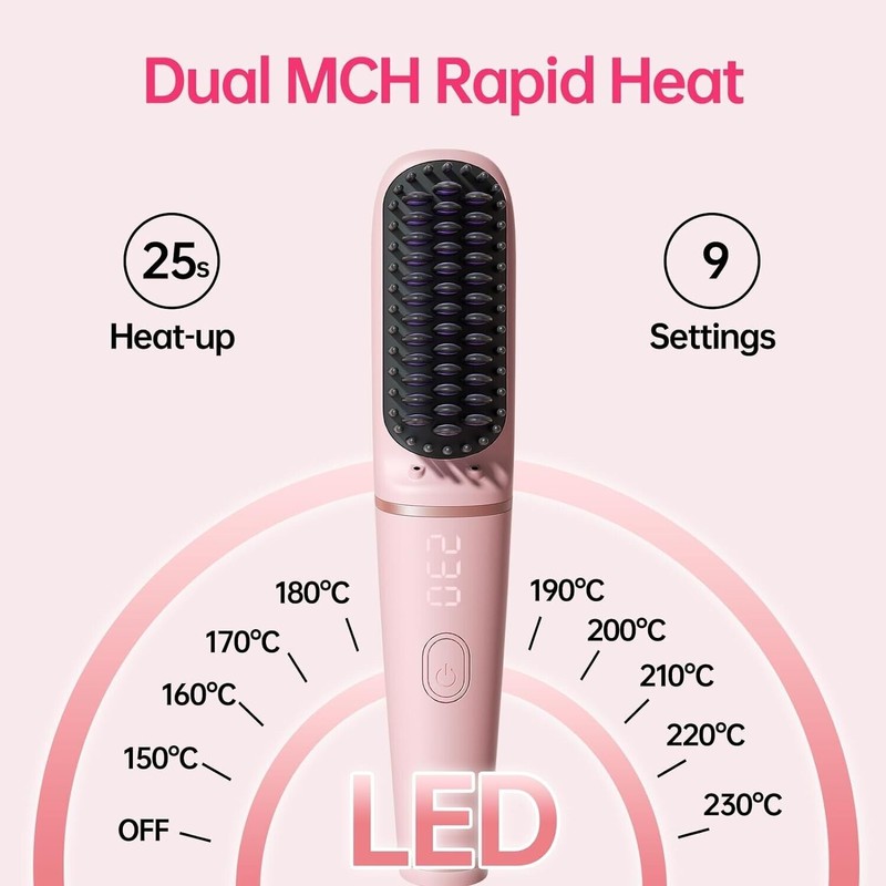 Ionic Hair Straightning Brush|Portable Hot Comb, Pro 450 Million Negative