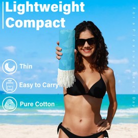 Widdonen Thin Turkish Beach Towel Lightweight Quick Dry Absorbent Cotton Bathroom Bath Pool Swim Towels Extra Large Oversized Sand Free Towel Beach Accessories Essentials Cloud Gifts for Adult