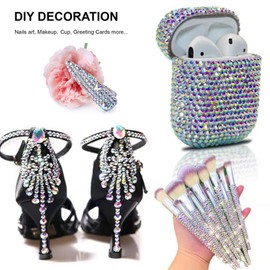 Wambere Pack of 1440 Hotfix Rhinestones, Crystals Flat Back Rhinestones Glass Glitter Stones Nail Art Gemstones Round Diamond, Hotfix Crystal Round Gemstones 4.6-4.8 mm, Dark Red