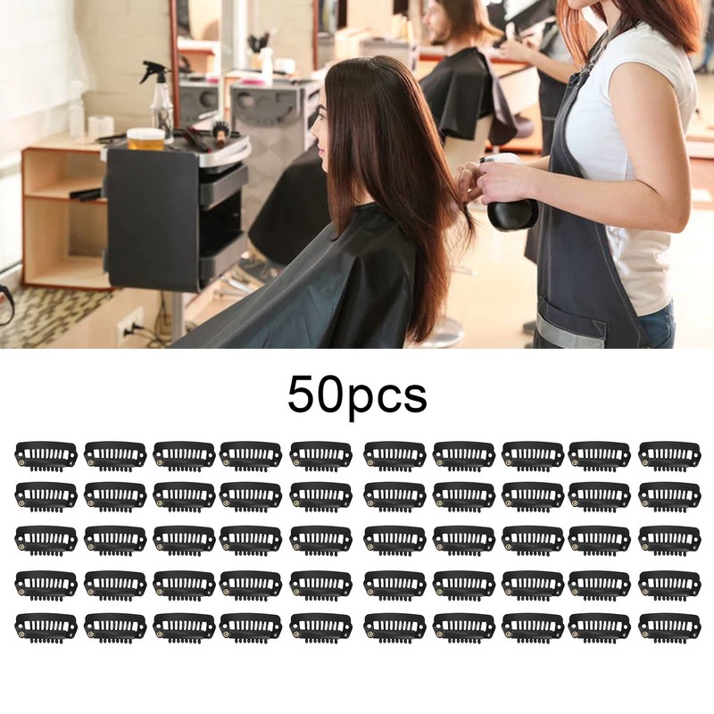 50pcs Hair Extension Clips Set Stainless Steel DIY 8 Teeth
