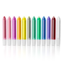 NewFamily Dustless Chalk for Kids, 12-Color Chalk with Color Holders, 9mm Core, Washable & Non-Toxic, for Chalkboard & Sidewalk, Indoor or Outdoor