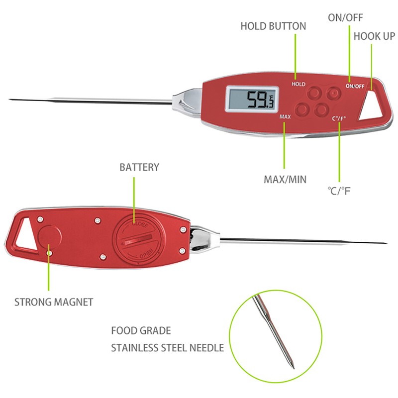 Kitchen Meat Thermometer Waterproof Cooking Thermometer Fork Hanging Water Milk