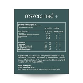 RESET WELLNESS | RESVERA NAD + con Resveratrol, NAC, NR, Quercitina y Coenzima Q10, 60 cápsulas de 770 mg