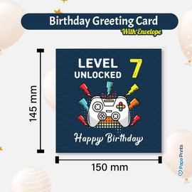 Papa Prints Birthday Cards Kids 7 Year Old Birthday Card with Envelope Birthday Card for 7 Year Old Boy (145 x 150 mm) Happy Birthday Card
