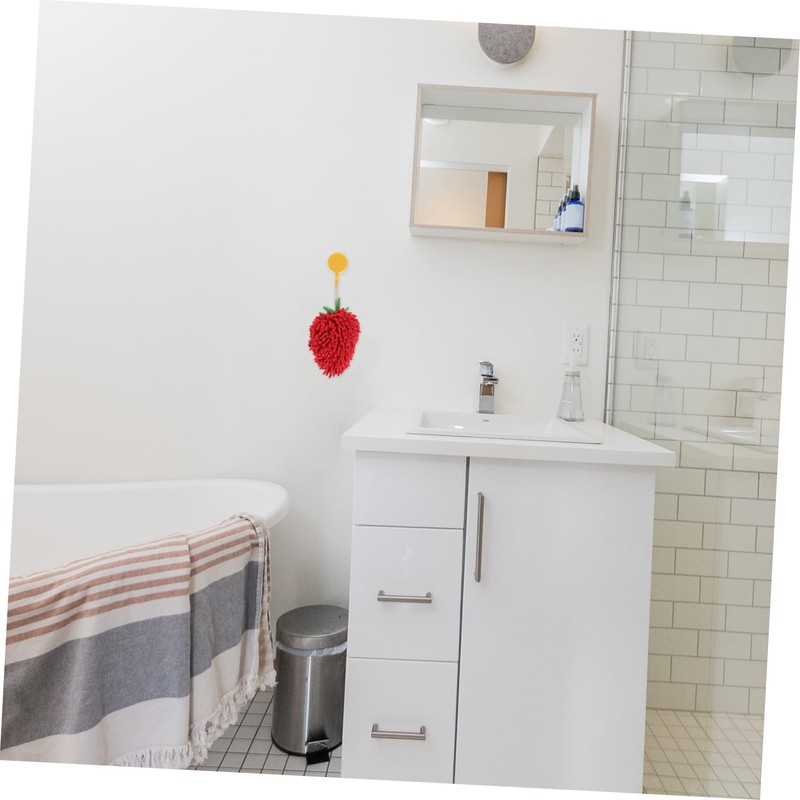 ABOOFAN Cute Strawberry Shaped Chenille Hand Towel Quick Drying Fuzzy