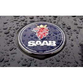 fibhyrtingy Car Logo Front Grill Emblem Badge Hood Trunk Rear Logo Badge Emblem Compatible with 03-10 Saab 9-3 9-5 93 95 Car Accessories (Blue)