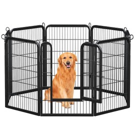 MUTTROS Dog Playpen - 40 Inch 8 Panels Thick Pipe Anti-Rust Metal Pet Fence, Portable Heavy Duty Dog Pen for Indoor Outdoor Use, Ideal for Medium and Large Dogs, RV Camping, Yard, Garden, Black