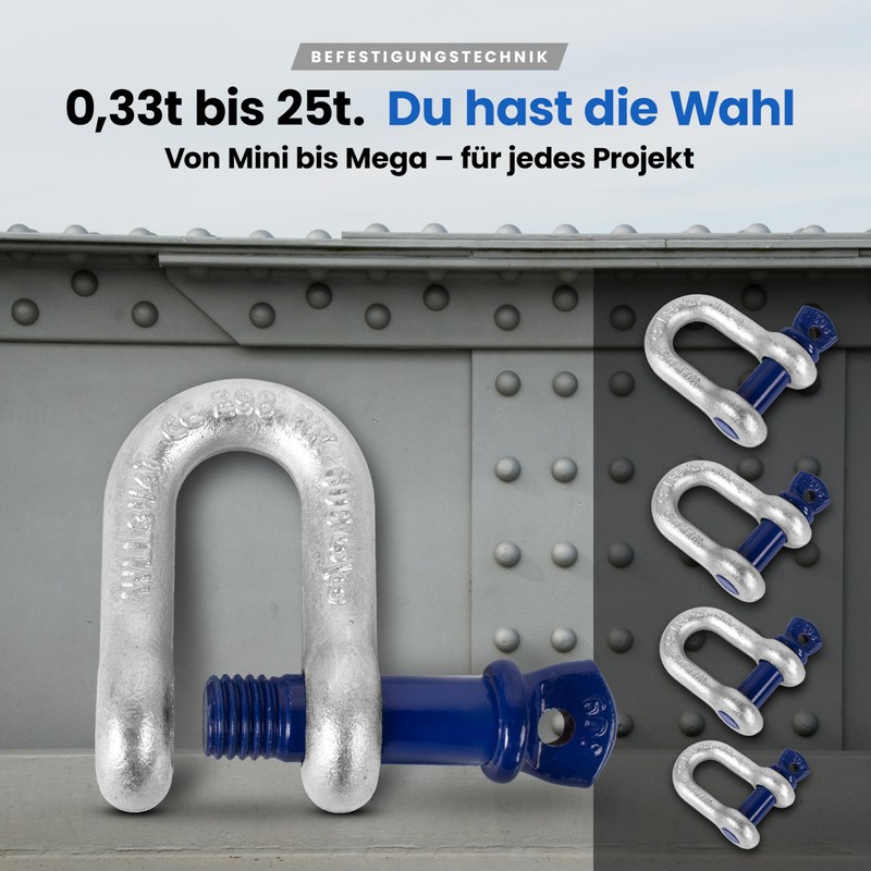 Straight Shackle with Eye Bolt - 3.25t Load Capacity -
