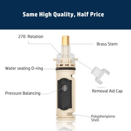 Shower Cartridge Replacement for 1222 with Cartridge Puller and Updated Metal Handle Adapter, One Handle Bathtub Faucet Rebuild Kit, Compatible with Posi Temp Tub and Shower Faucet