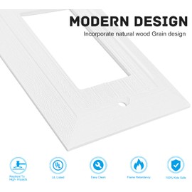 Modern Decorative Wall Plate Retro Wood Grain design Switch Cover Outlet Cover for Light Switch, Smart Switch, Dimmer, GFCI, USB Outlet (4 Pack, Single Decorator)