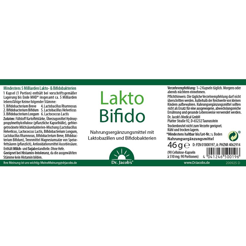 Lakto Bifido Dr. Jacob's Capsules Pack of 90 Capsules