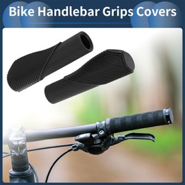 INFINAUTO Bike Handlebar Grips Covers, 132mm Bicycle End Grips Protector Rubber Black, Non-Slip 1 Pair