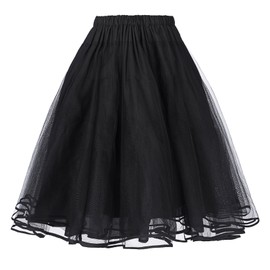 Belle Poque Women's Rockabilly Dress Petticoat 26’’ Tulle Underskirts (Black, 0X)