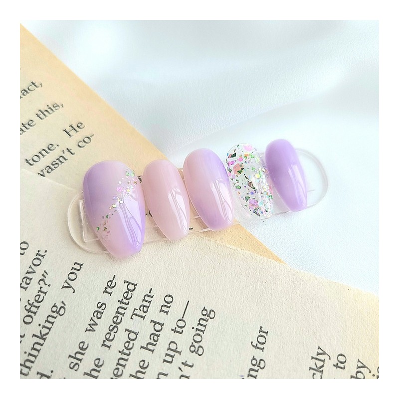 Purple Garden Handmade Nail Tips - Short Oval / 보랏빛